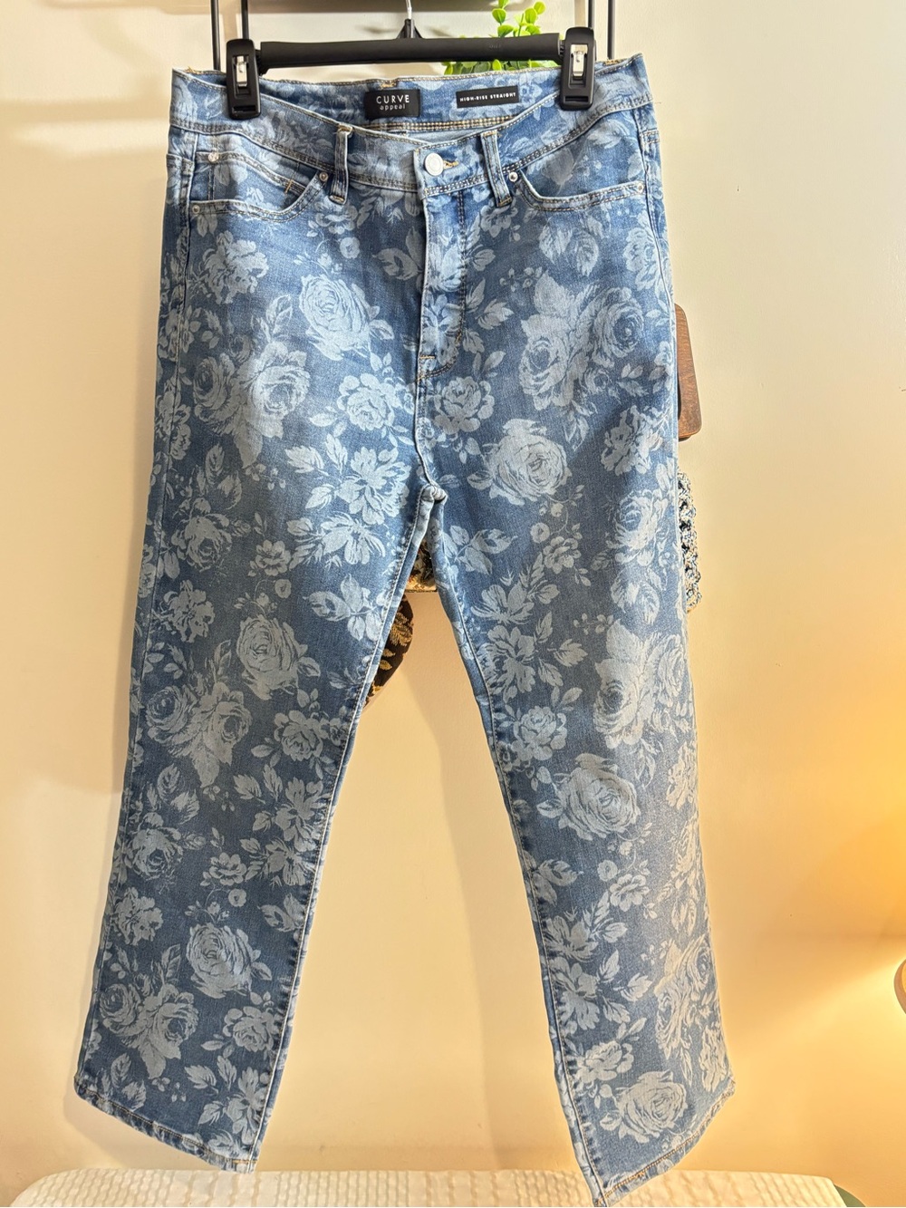 Curve Appeal Blue Floral Wide-Leg Jeans